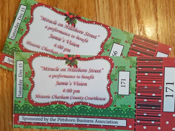 Tickets for the Miracle on Hillsboro Street are available from several Pittsboro merchants.