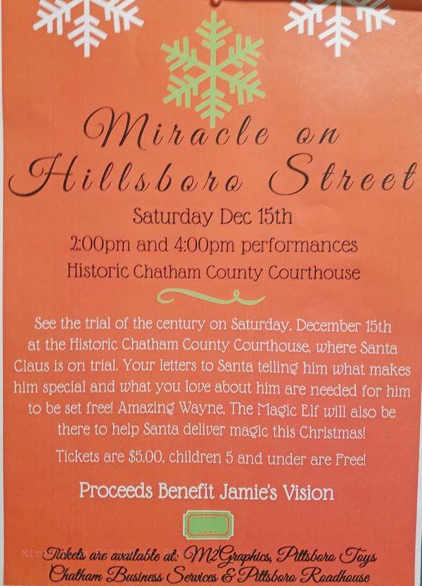 Information about the Miracle on Hillsboro Street shows.