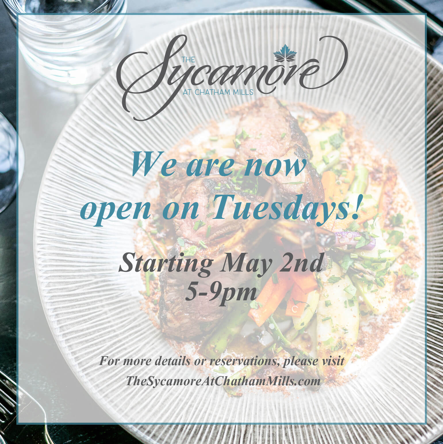 The Sycamore is now open on Tuesdays.