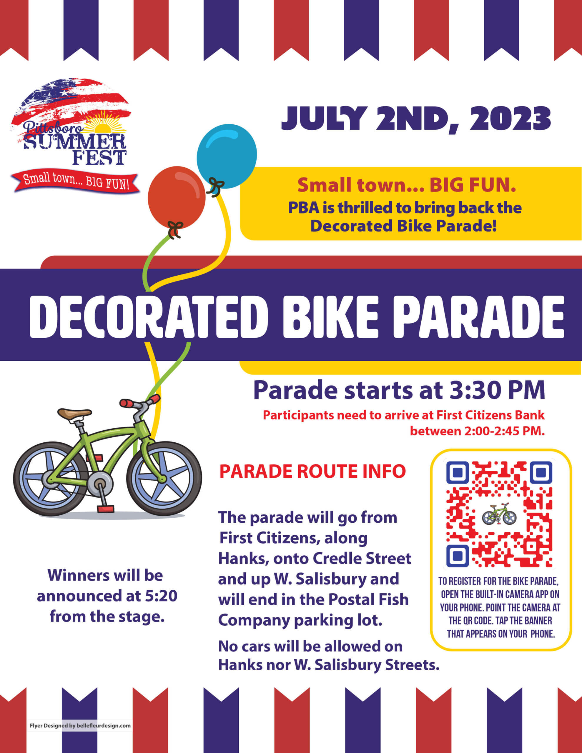 Summer Fest Decorated Bicycle Parade flyer