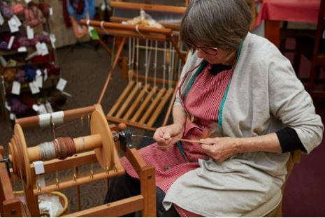 Spinning demonstration at Chatham Historical Museum