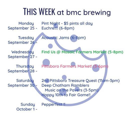 bmc brewing schedule